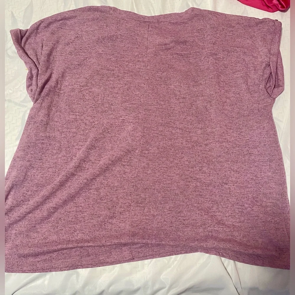 Casual Mauve Short Sleeve Top with Zipper - Lily Morgan 3XL - Picture 3 of 3